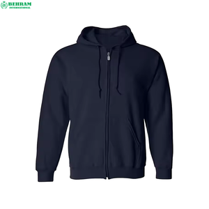 Sweat à capuche personnalisé uni avec poche et fermeture éclair en molleton bouclette surdimensionné en coton unisexe thermique et respirant - Product Image 5