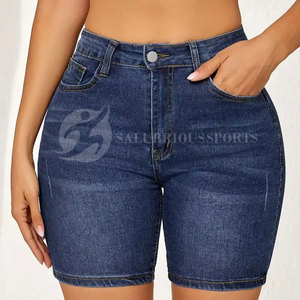 Shorts en jean d'été pour femmes Salubrious Sports, taille mi-haute, coupe régulière, 100% coton, séchage rapide, patchs personnalisés, confortables, style hip-hop - Product Image 5