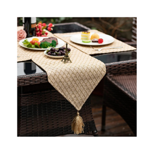 Chemin de table certifié GOTS 100% coton 96 pouces Eco-Conscious Handcrafted Floral Embroidered Woven Sustainable Beige for - Product Image 1