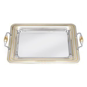 Bandeja de diseño exclusivo Acabado chapado en oro y plata Bandeja de servicio de metal de estilo de lujo Bandeja de servicio de metal de estilo moderno - Product Image 2
