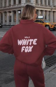 Ensemble de survêtement 2 pièces pour femme, hiver, uni, brodé, long, fermeture éclair sur le devant, velours rouge - Product Image 4