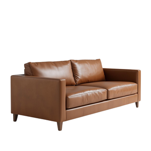 Luxury Genuine Leather Sofa 3 Seater Clean Tailored Design Wide Arms Modern Apartment Living Room Couch - Product Image 1