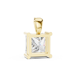 Conjunto de Colgante CLÁSICO de 2 Quilates, Oro Amarillo de 18 Quilates con Baño de Rodio, Corte Princesa, Diamante Cultivado en Laboratorio, Minimalista, Regalo de San Valentín, Uso Diario - Product Image 3