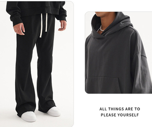 OEM 100% algodón francés Terry de gran tamaño lavado sudadera personalizada hombres peso pesado acampanado pantalones de chándal recortada Sudadera con capucha de alta calidad - Product Image 4