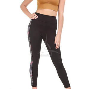 Taille haute décontracté respirant solide haute qualité Spandex/Polyester couleur personnalisée Design pleine longueur Legging pour femmes fabriqué - Product Image 2