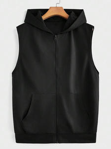 OEM al por mayor 100% algodón hombres gimnasio camiseta sin mangas diseño ligero cremallera con logotipo personalizado liso Fitness Running Top - Product Image 5