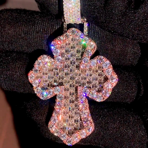 Colgantes Unisex de Plata de Ley 925 de Alta Calidad, Personalizados, con Incrustaciones de Diamantes de Imitación, Chapados en Oro Rosa, Estilo Hip Hop - Product Image 6