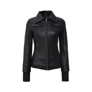 Nueva chaqueta vaquera de cuero genuino 2025 nueva moda Primavera otoño chaquetas de cordero 2023 chaqueta de motorista de cuero para mujer - Product Image 6