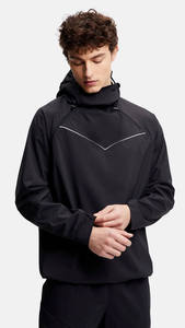 Conjunto de 2 Piezas de Ropa Deportiva de Invierno para Hombre y Mujer, Chaqueta Cortavientos de Nailon de Talla Grande, Sudadera con Capucha y Pantalones Jogger, Estilo Urbano, Color Negro, Logotipo Personalizado, Impermeable - Product Image 4