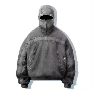 ชุดเซ็ตเสื้อสเวตเชิ้ตผ้าฝ้ายคอตตอนแบบสวมใส่สบายสไตล์ฮิปฮอป พิมพ์ลายปักเองได้ สำหรับฤดูใบไม้ร่วง MOQ ต่ำ พร้อมผ้าคลุมหน้าแบบซิปครึ่งตัว สไตล์สตรีท - Product Image 1