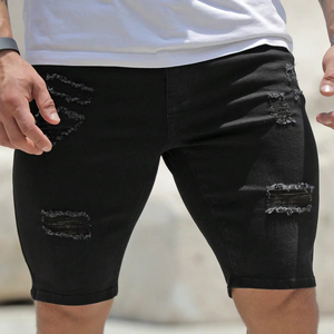 Vente en gros de shorts en jean Oem pour hommes personnalisés shorts en jean skinny noirs pour hommes respirants taille moyenne à séchage rapide de haute qualité - Product Image 3