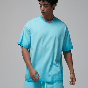 Venta al por mayor de peso pesado 100% algodón camiseta de verano para los hombres lisos en blanco lavado ácido Puff impresión de gran tamaño Casual Streetwear - Product Image 4