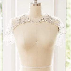 Capa con hebras de cuentas Lentejuelas Hermosa silueta recta Sujeta el cuello Envoltura festiva para ocasiones de Club Burlesque elegante - Product Image 1