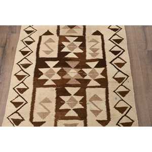 2.9x10.8 ft Rug, Turkish Vintage Runner Rug, <b>Brown</b> Kilim <b>Wool</b> Rug - Product Image 3