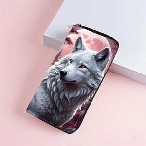 Portefeuille long <span class=keywords><strong>en</strong></span> cuir PU à motif animal loup pour femmes et hommes, mode européenne et <span class=keywords><strong>américaine</strong></span>, avec plusieurs emplacements pour cartes et fermeture éclair - Product Image 6