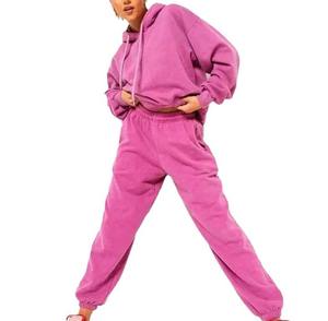 OEM ชุดวิ่ง2ชิ้นผ้าฟลีซผ้าฝ้ายพิมพ์ลายสำหรับฤดูหนาวโลโก้ตามสั่ง - Product Image 3