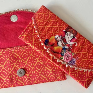 Enveloppe motif Ganesha Enveloppes en tissu Shagun Enveloppes pour cadeaux de mariage indiens Mehendi Nikah Eid Ramadan Party Gift - Product Image 1