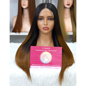 Styles chauds vietnamien Remy os cheveux raides fermeture perruques # D1 couleur 16 pouces os cheveux raides perruques - Product Image 1