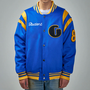 Chaqueta Varsity de Invierno para Hombre, Venta al Por Mayor, Marca Privada, 100% Lana/Cuero, Secado Rápido, Cuello Alto, Cierre con Botones de Cuerno - Product Image 1