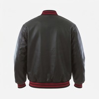 Veste de baseball en cuir PU style streetwear avec broderie personnalisée, veste universitaire, veste de baseball en laine contrastée