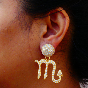 Pendientes de topacio blanco Zodiaco Escorpio Plata de Ley 925 pendientes de piedras preciosas chapadas en oro precioso - Product Image 6
