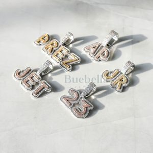 Colgante personalizado de Plata de Ley 925 de 2 tonos con letras en capas Moissanite Diamond Hip Hop Style Collar Charm - Product Image 3