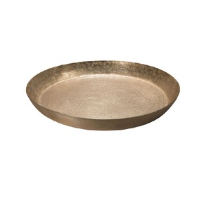 Plateau rond en métal aluminium pour la cuisine, vente chaude, avec finition dorée martelée, pour servir, décoration de table - Product Image 1