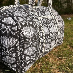 Gran gris negro lujo deporte bolsas de lona algodón acolchado bloque estampado hecho a mano colorido viaje gimnasio Yoga equipaje bolsillo duradero - Product Image 2