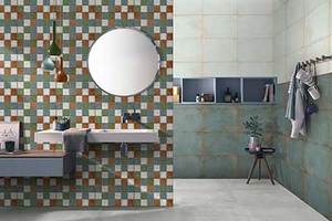 กระเบื้องผนังเซรามิกเนื้อด้านทำจากผ้าซาตินสีเขียวขนาด300X450มม. ลวดลายหินหลากสีมีเอกลักษณ์ออกแบบให้เข้ากับการแต่งหน้าผนังที่หรูหรา - Product Image 5