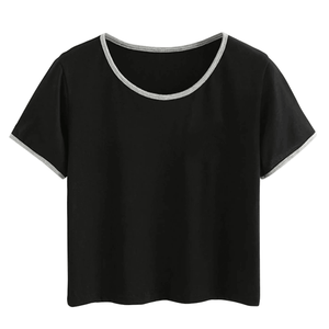 <b>Women's</b> Eco-Friendly Crop Top Comfortable Casual <b>Loose</b> Fit Wholesale Workout T <b>Shirt</b> Solid Color Ringer T <b>Shirt</b> Styles - Product Image 4
