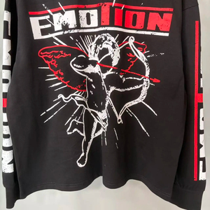 T-shirts surdimensionnés en coton pour hommes, mode en gros, haute qualité, MIXED EMOTION, T-shirt à manches longues - Product Image 5