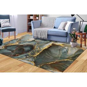 Tapis en marbre vert et or : Tapis d'appoint moderne antidérapant, tapis en chenille - Product Image 2