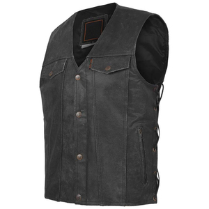 Vente en gros de gilets en cuir pour moto gilets en cuir sans manches pour hommes gilets en cuir personnalisés 2025 - Product Image 2