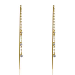 ต่างหูห้อยหินหลายสีเคลือบทอง925เงินสีเหลืองทองโทแพซสีขาว - Product Image 5