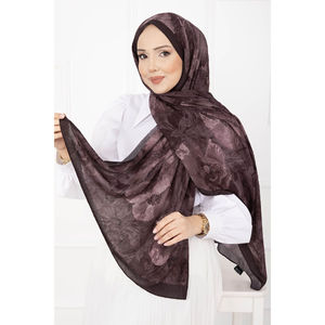 Série d'écharpes en bambou à motif floral rose foncé – Élégante coiffe et foulard - Product Image 2