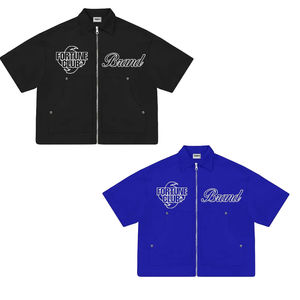 2025 personalizado de alta calidad serigrafiado Crop Top Boxy algodón Streetwear Vintage cremallera hombres Casual Polo camiseta transpirable - Product Image 5