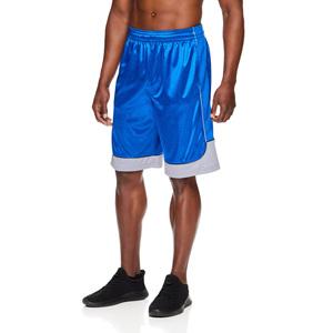 Shorts de basket-ball en satin bleu pour homme, avec taille élastique et poches, coupe classique, évacuation de l'humidité, pour toutes les saisons - Product Image 3
