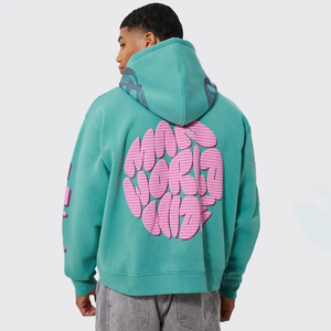 Sweat-shirts à capuche pour hommes 2023 de qualité supérieure, avec impression en relief, doublés, col rond, logo personnalisé, respirants, en polyester/coton, pour l'hiver - Product Image 2