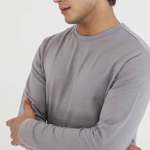 T-shirts à manches longues pour hommes, couleur noire, col rond - Product Image 6