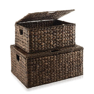 Handweave boxes natural <b>water</b> hyacinth box cheap price storage <b>container</b> for organizing essentials - Product Image 5