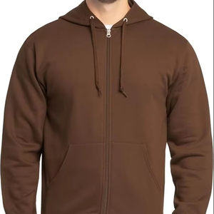 Sudadera con capucha personalizada con cremallera para hombre de alta calidad 100% algodón de gran tamaño ropa de calle pesada de punto con cremallera en blanco de longitud corta - Product Image 1