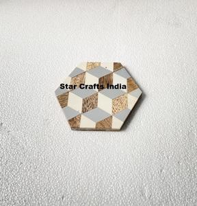 Posavasos de madera hexagonal de 8mm de espesor personalizables con incrustaciones de resina para cocina, manteles decorativos para tazas de té, posavasos de la mejor calidad - Product Image 4