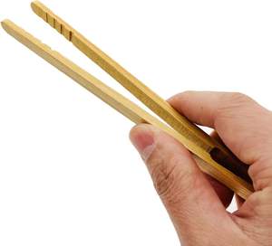 12pcs Bamboo <b>Tongs</b>, 7 Inch Reusable Bamboo <b>Toast</b> <b>Tongs</b> for <b>Toast</b> Bread Pickles Fruits Tea - Product Image 4