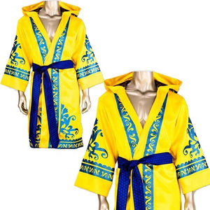 2024 batas de boxeo personalizadas de alta calidad al por mayor bata de boxeo dorada último diseño para hombres batas de boxeo personalizadas con capucha - Product Image 3