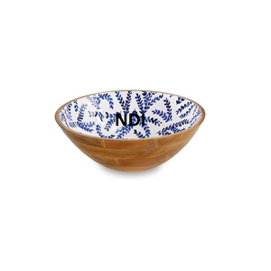 Fruit And Vegetable Salad Soup Serving Wooden Bowl <b>Table</b> Top Decor Enamel Finishing Round Deep Food Serving Bowl - Product Image 2