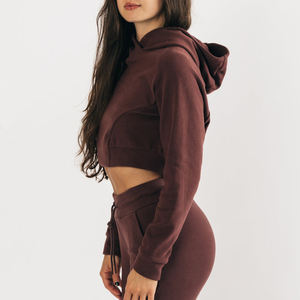 Haute qualité respirant noir sweats à capuche blancs femme nouvelle couleur unie femmes haut court à capuche décontracté sweats à capuche amples pour les femmes - Product Image 2