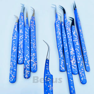 Pinzas de pestañas de Punta múltiple Hermosas pinzas de volumen de precisión de acero sostenible Herramienta grabada con logotipo personalizado para extensiones de pestañas - Product Image 5