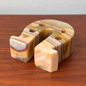 Porte-crayons vintage en pierre d'onyx en forme de fer à cheval, organisateur de bureau, accessoire de bureau unique et élégant - Product Image 4