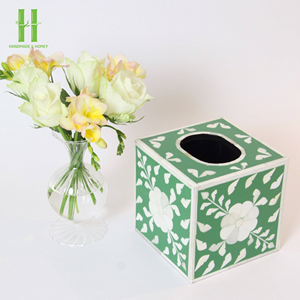 Boîte à mouchoirs moderne MOP en forme de cube Boîte de rangement pour serviettes Porte-mouchoirs en papier fait à la main pour la cuisine à manger du Vietnam - Product Image 3