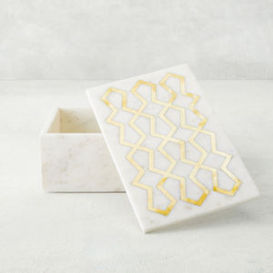 Joyero de mármol sólido, diseño cuadrado de tendencia, reloj de mármol blanco de tamaño mediano hecho a mano y caja de almacenamiento de joyas, cosas de joyería - Product Image 2